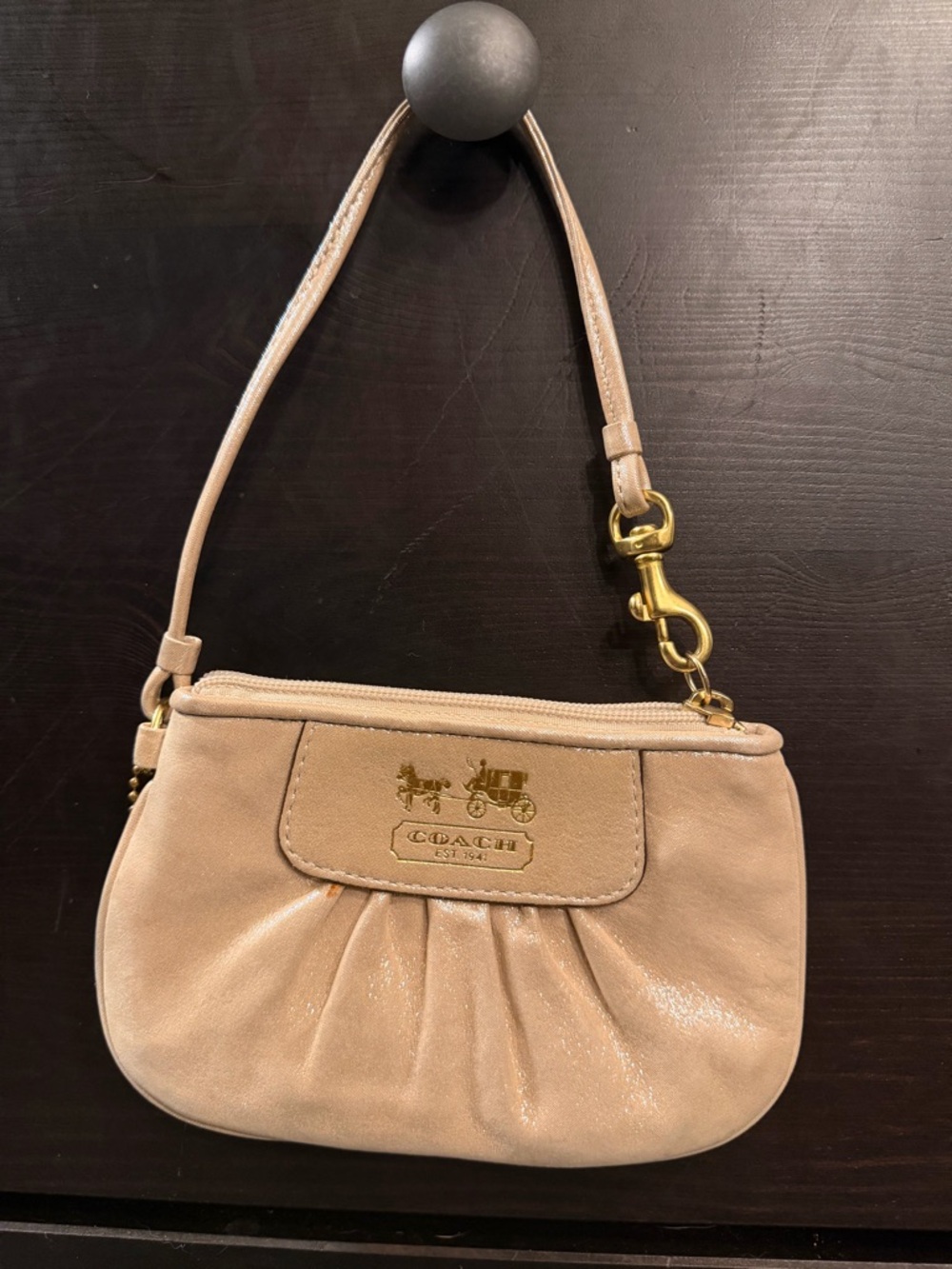 Shimmery Gold Coach Wristlet